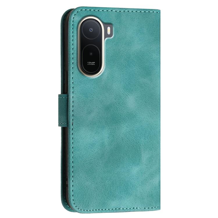 For Redmi A7 Pro 171mm / Poco C85x 5G Grid Butterfly Embossed Pattern Leather Phone Case with Lanyard