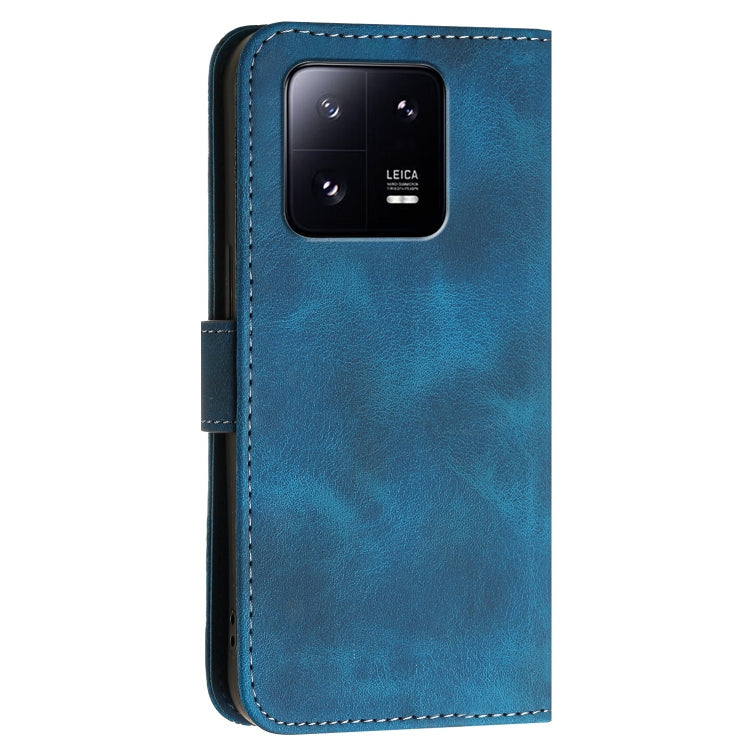 For Xiaomi 13 Pro Grid Butterfly Embossed Pattern Leather Phone Case with Lanyard