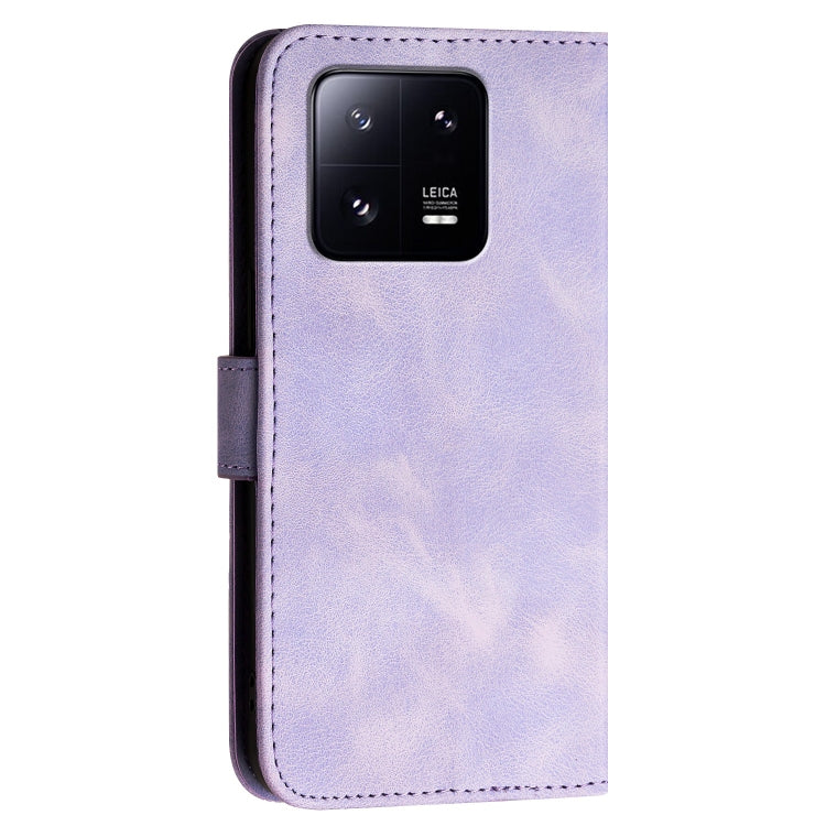 For Xiaomi 13 Pro Grid Butterfly Embossed Pattern Leather Phone Case with Lanyard