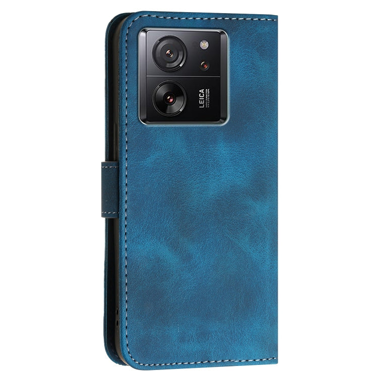 For Xiaomi 13T Grid Butterfly Embossed Pattern Leather Phone Case with Lanyard