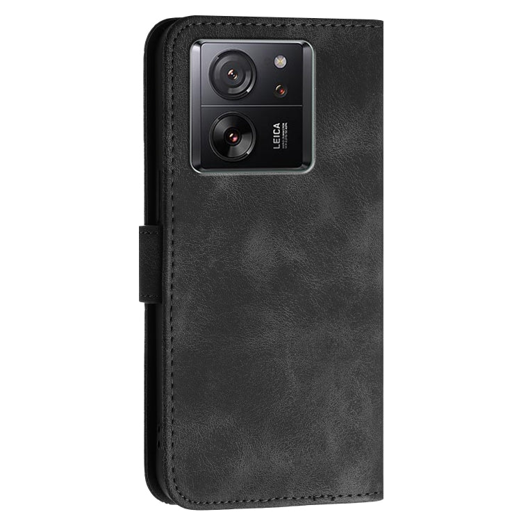 For Xiaomi 13T Grid Butterfly Embossed Pattern Leather Phone Case with Lanyard