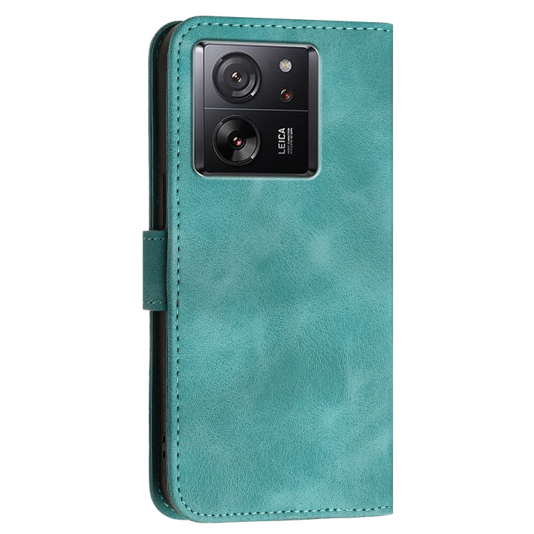 For Xiaomi 13T Grid Butterfly Embossed Pattern Leather Phone Case with Lanyard