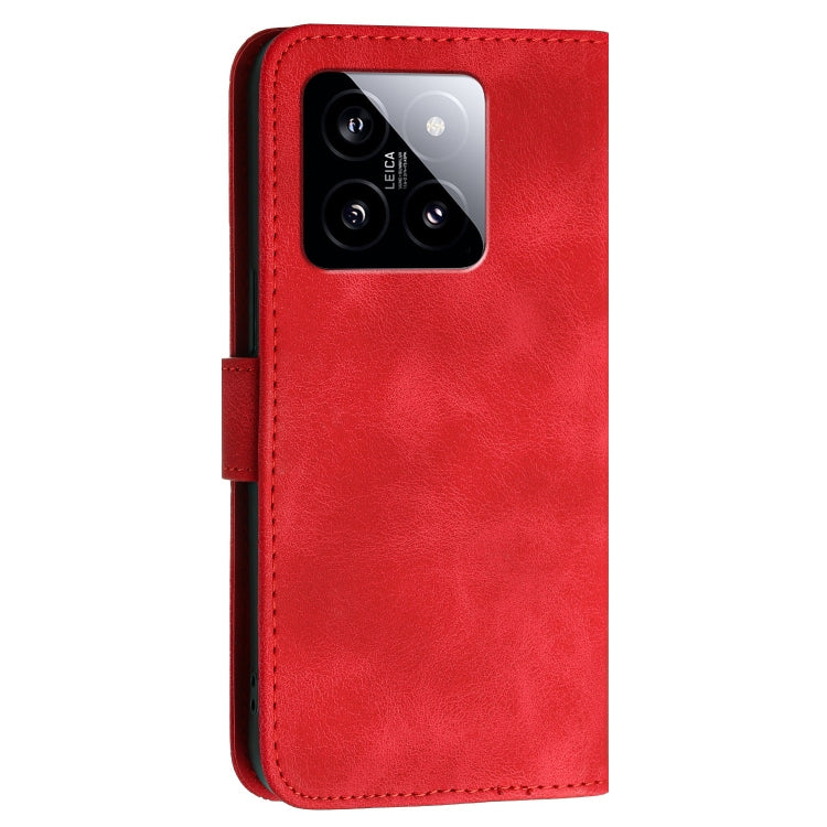 For Xiaomi 14 Grid Butterfly Embossed Pattern Leather Phone Case with Lanyard