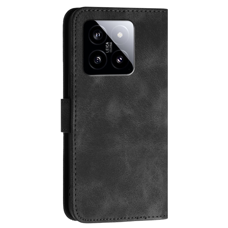 For Xiaomi 14 Grid Butterfly Embossed Pattern Leather Phone Case with Lanyard