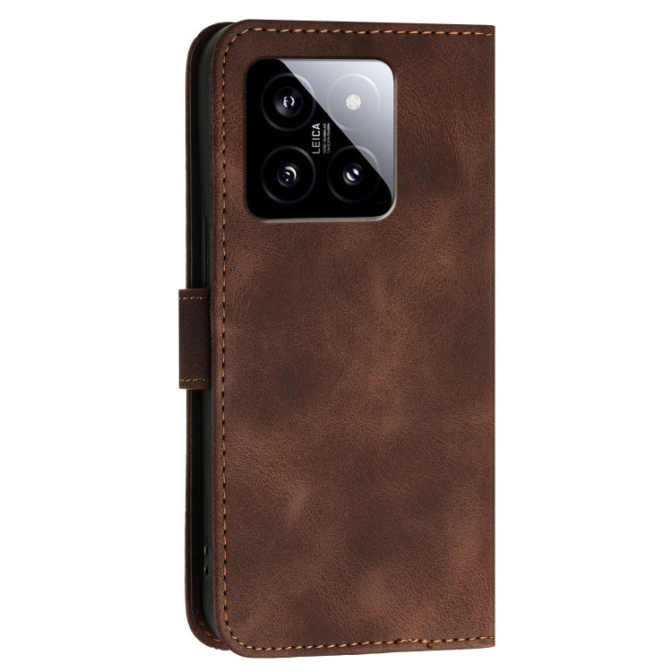 For Xiaomi 14 Grid Butterfly Embossed Pattern Leather Phone Case with Lanyard