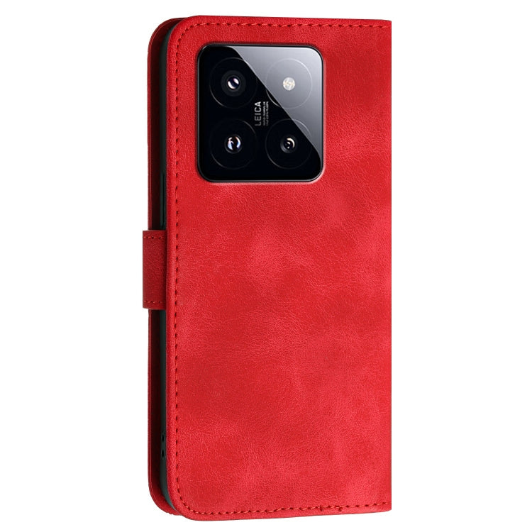 For Xiaomi 14 Pro Grid Butterfly Embossed Pattern Leather Phone Case with Lanyard