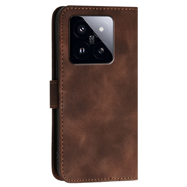 For Xiaomi 14 Pro Grid Butterfly Embossed Pattern Leather Phone Case with Lanyard
