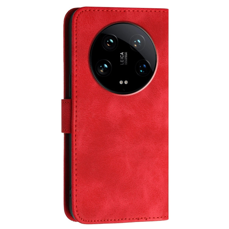 For Xiaomi 14 Ultra Grid Butterfly Embossed Pattern Leather Phone Case with Lanyard