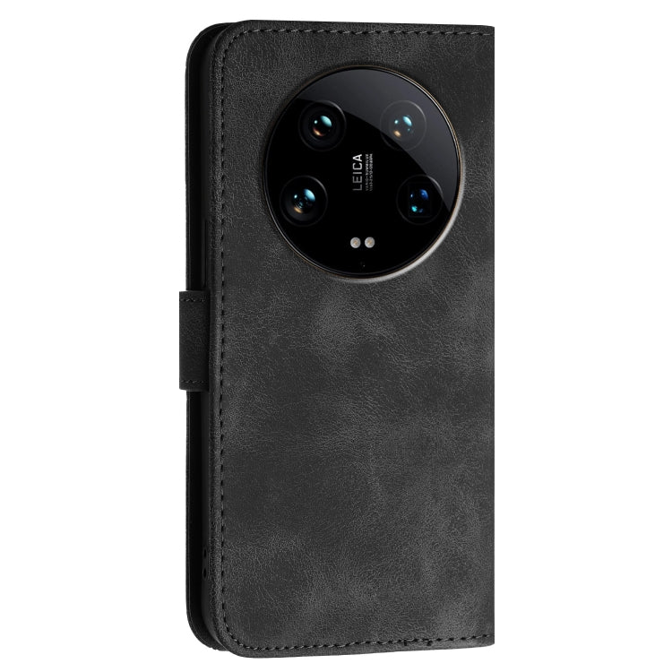 For Xiaomi 14 Ultra Grid Butterfly Embossed Pattern Leather Phone Case with Lanyard