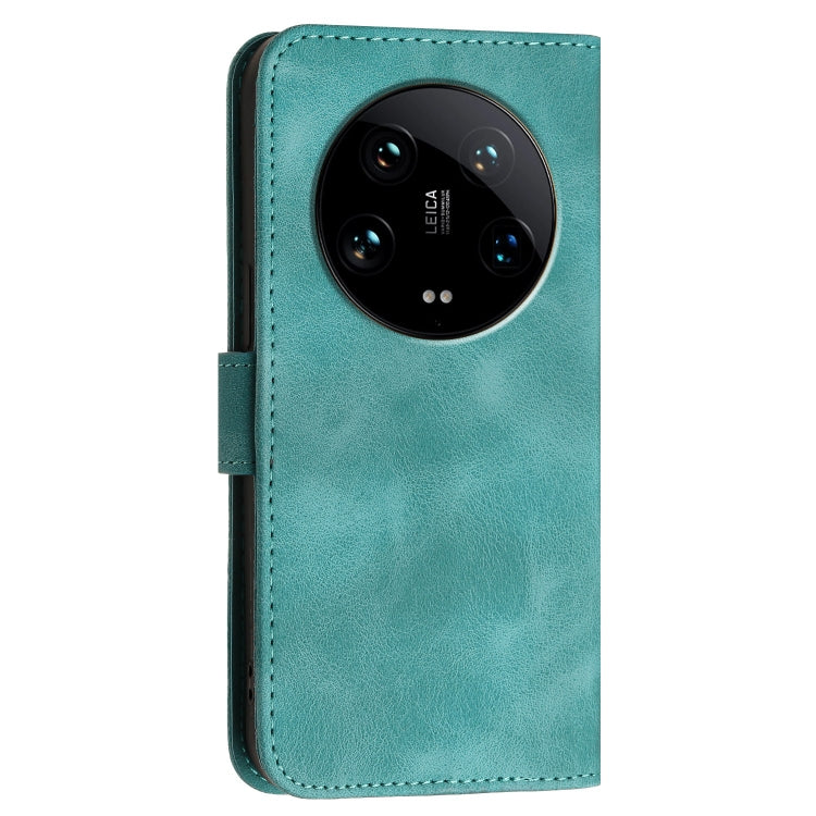 For Xiaomi 14 Ultra Grid Butterfly Embossed Pattern Leather Phone Case with Lanyard