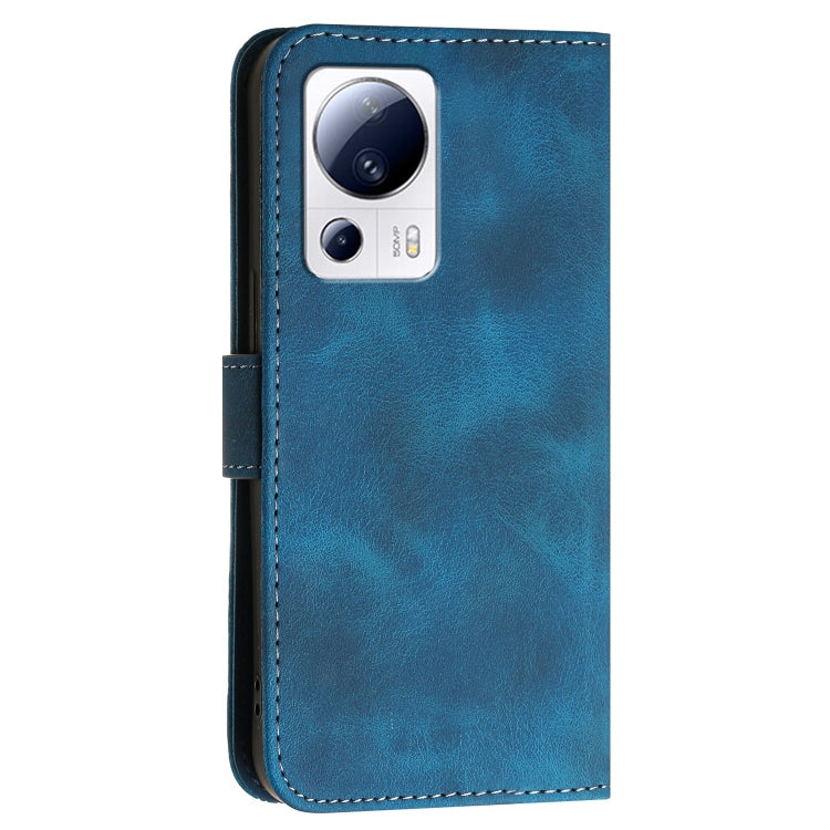 For Xiaomi Civi 2 Grid Butterfly Embossed Pattern Leather Phone Case with Lanyard