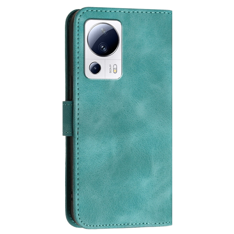 For Xiaomi Civi 2 Grid Butterfly Embossed Pattern Leather Phone Case with Lanyard