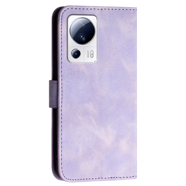 For Xiaomi Civi 2 Grid Butterfly Embossed Pattern Leather Phone Case with Lanyard