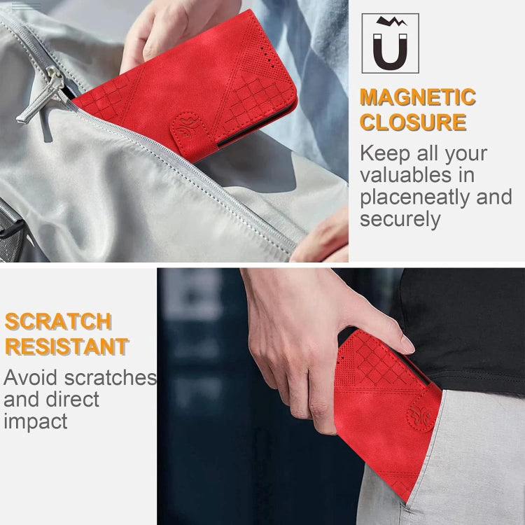 For Xiaomi Pocophone F1 Grid Butterfly Embossed Pattern Leather Phone Case with Lanyard