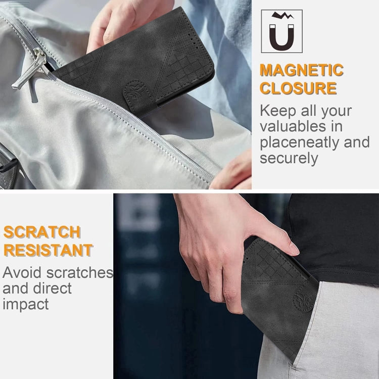 For Xiaomi Pocophone F1 Grid Butterfly Embossed Pattern Leather Phone Case with Lanyard