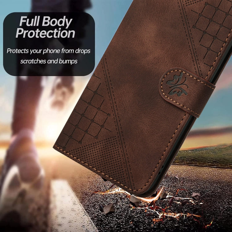 For Xiaomi Pocophone F1 Grid Butterfly Embossed Pattern Leather Phone Case with Lanyard