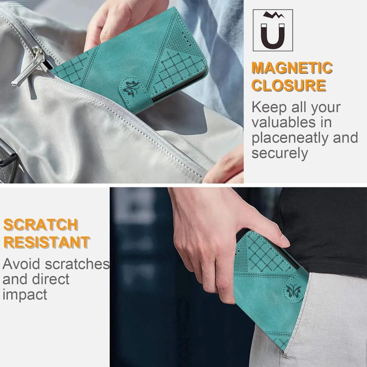 For Xiaomi Pocophone F1 Grid Butterfly Embossed Pattern Leather Phone Case with Lanyard