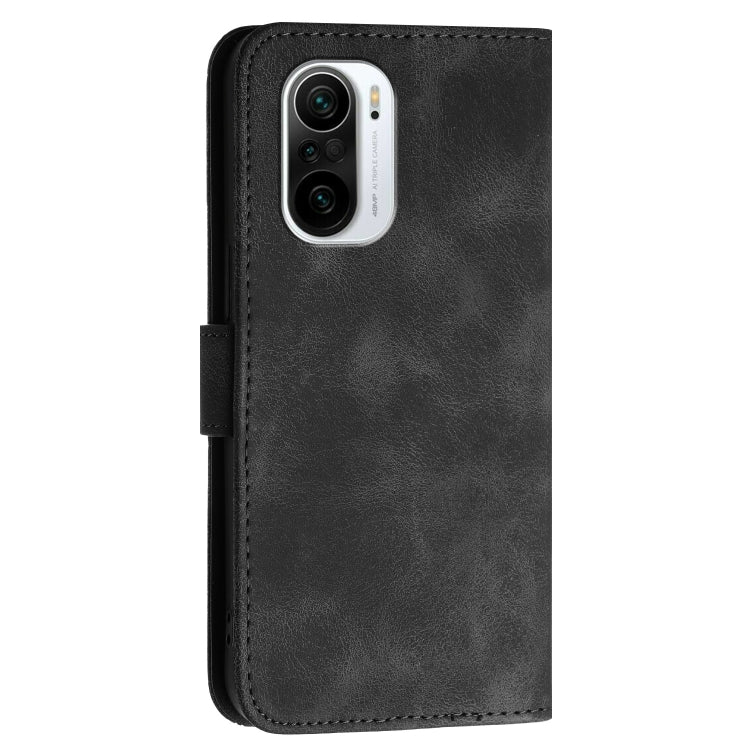For Xiaomi Poco F3 Grid Butterfly Embossed Pattern Leather Phone Case with Lanyard