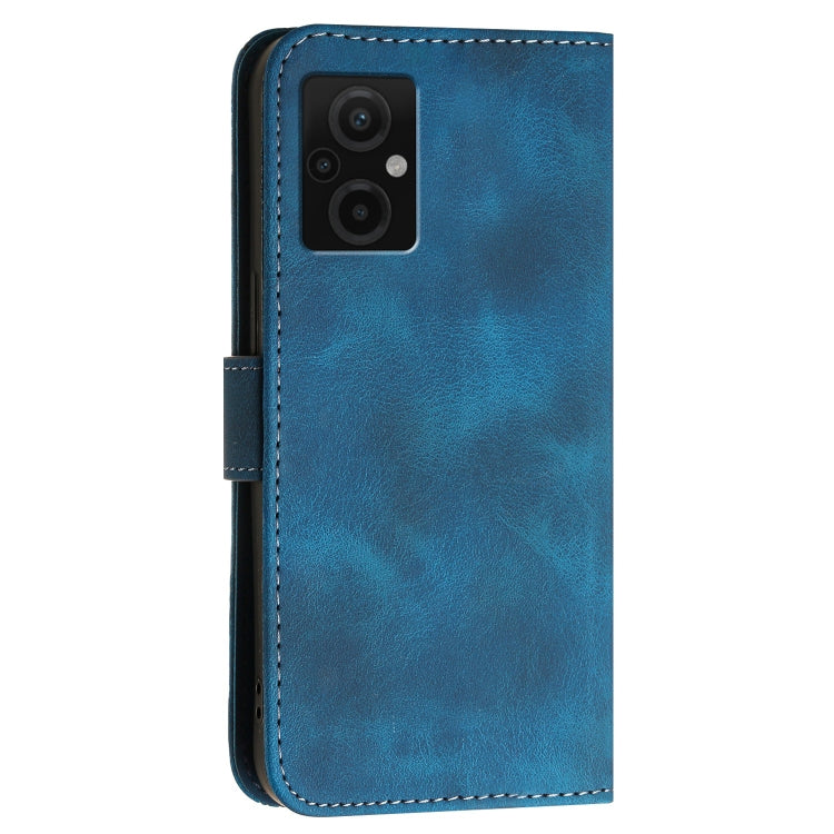 For Xiaomi Poco M5 Grid Butterfly Embossed Pattern Leather Phone Case with Lanyard