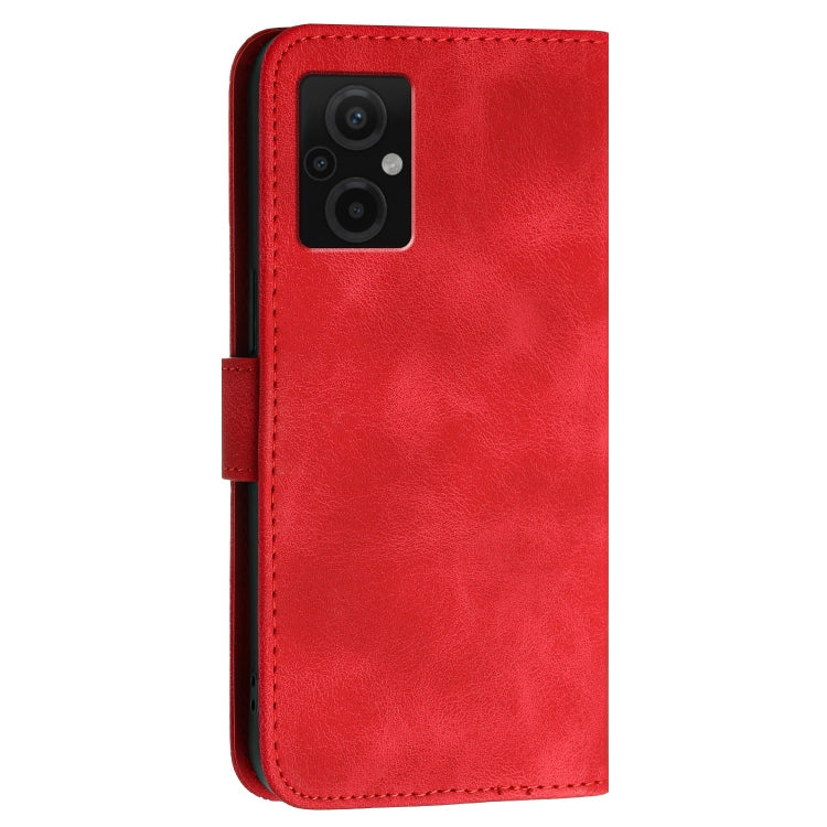 For Xiaomi Poco M5 Grid Butterfly Embossed Pattern Leather Phone Case with Lanyard