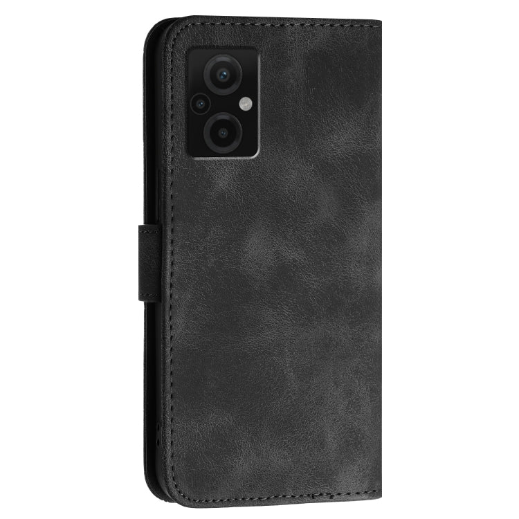 For Xiaomi Poco M5 Grid Butterfly Embossed Pattern Leather Phone Case with Lanyard