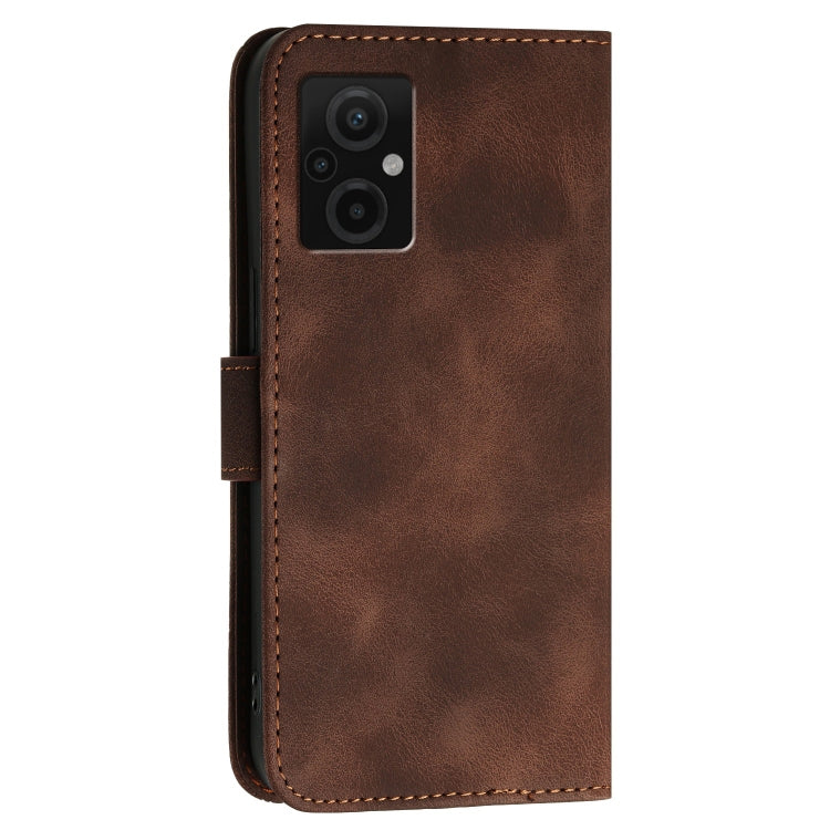 For Xiaomi Poco M5 Grid Butterfly Embossed Pattern Leather Phone Case with Lanyard