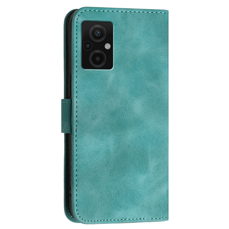 For Xiaomi Poco M5 Grid Butterfly Embossed Pattern Leather Phone Case with Lanyard