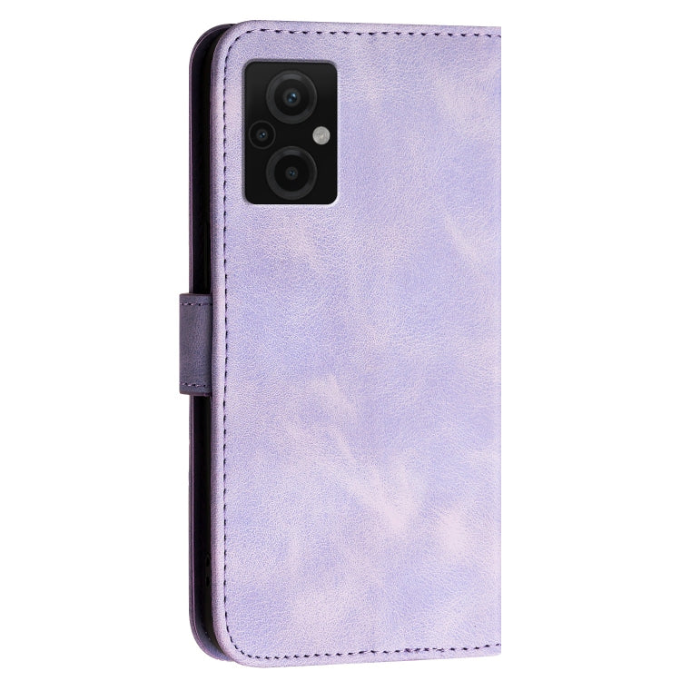 For Xiaomi Poco M5 Grid Butterfly Embossed Pattern Leather Phone Case with Lanyard