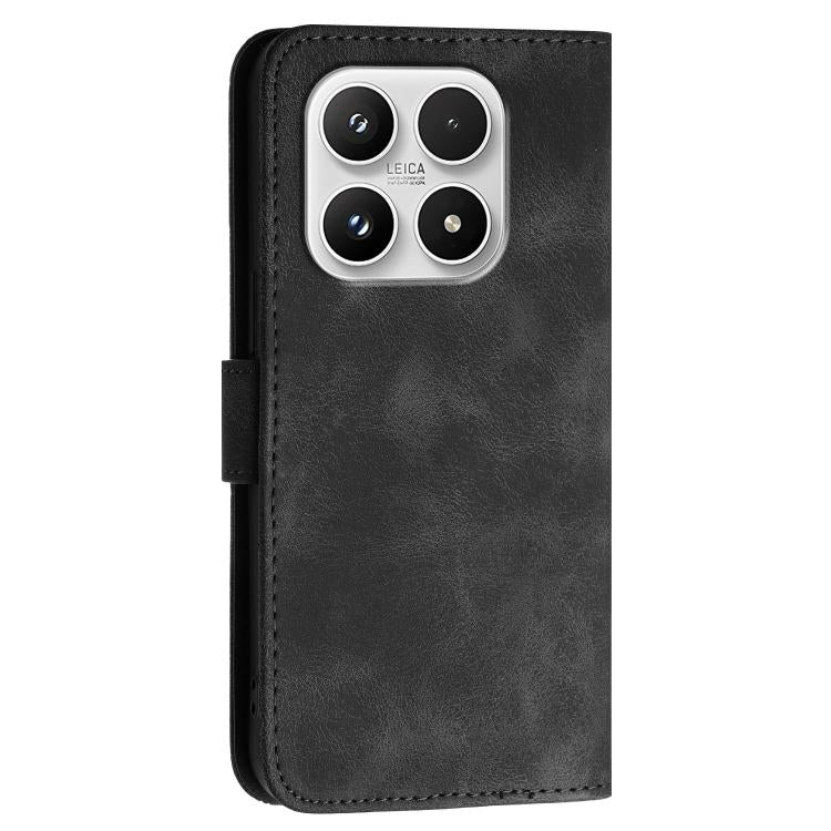 For Xiaomi 17 Grid Butterfly Embossed Pattern Leather Phone Case with Lanyard