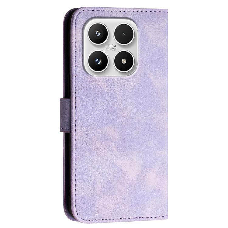 For Xiaomi 17 Grid Butterfly Embossed Pattern Leather Phone Case with Lanyard