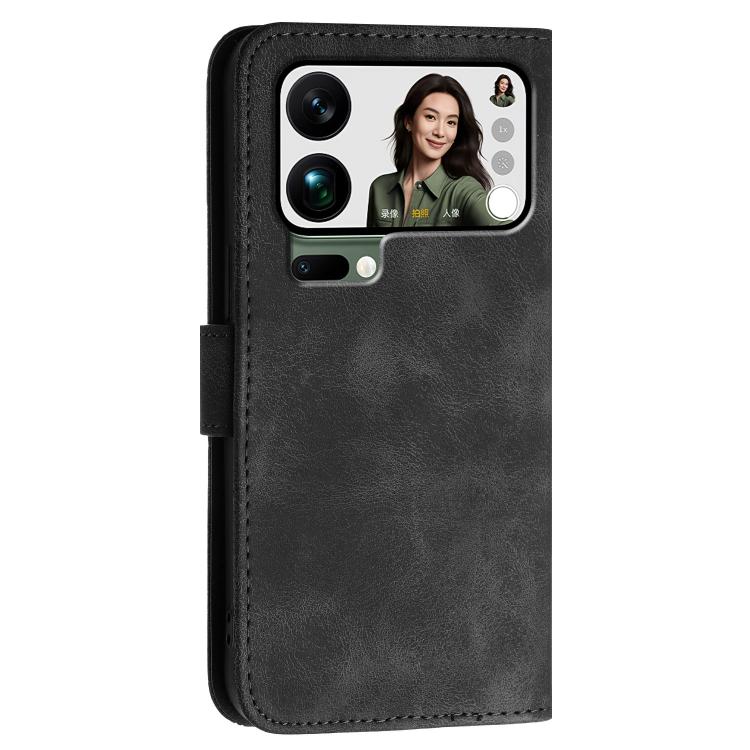 For Xiaomi 17 Pro Max Grid Butterfly Embossed Pattern Leather Phone Case with Lanyard