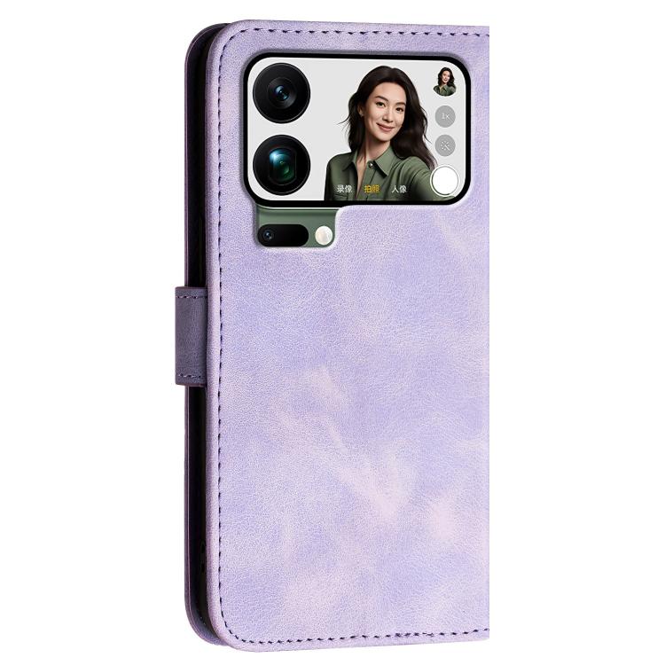 For Xiaomi 17 Pro Max Grid Butterfly Embossed Pattern Leather Phone Case with Lanyard