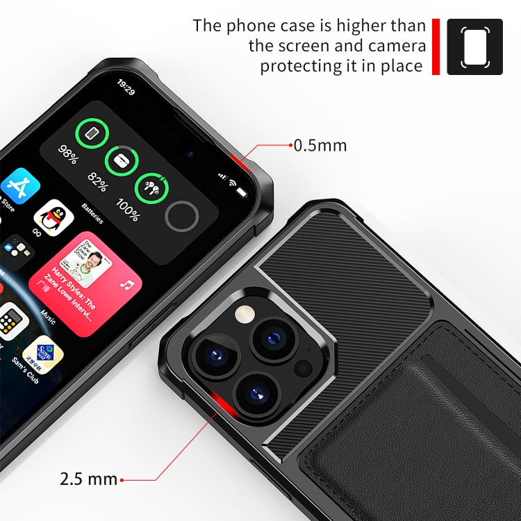 For iPhone 15 Pro Max ZM02 Card Slot Holder Phone Case - Black