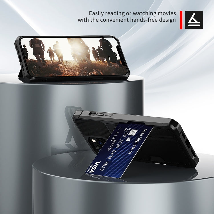 For iPhone 15 Pro ZM02 Card Slot Holder Phone Case - Black