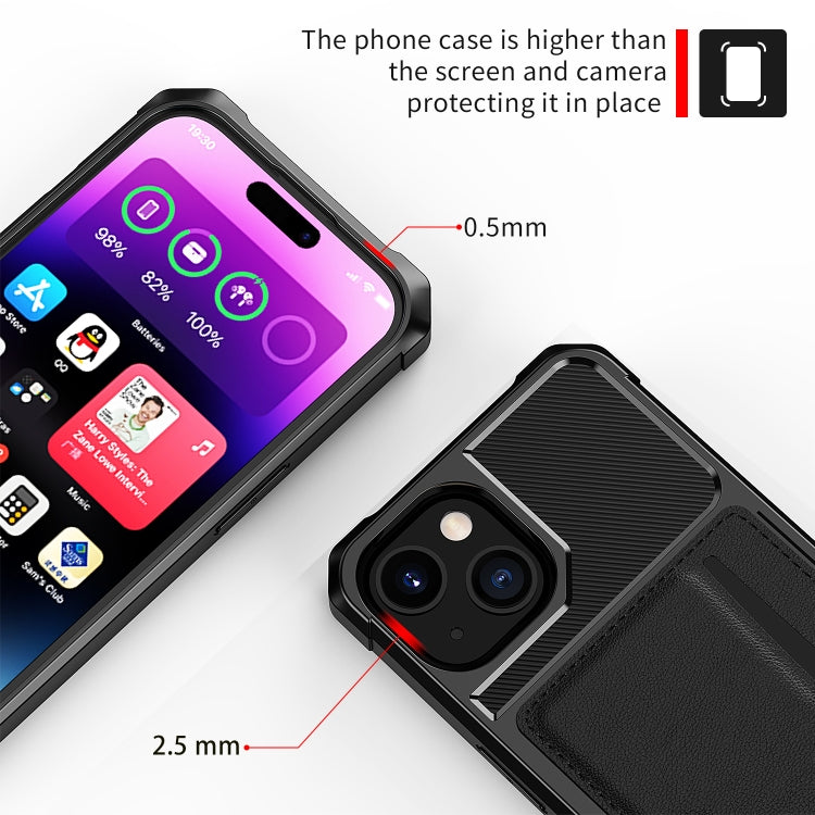 For iPhone 15 ZM02 Card Slot Holder Phone Case - Black