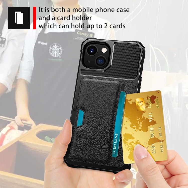 For iPhone 15 Plus ZM02 Card Slot Holder Phone Case - Black