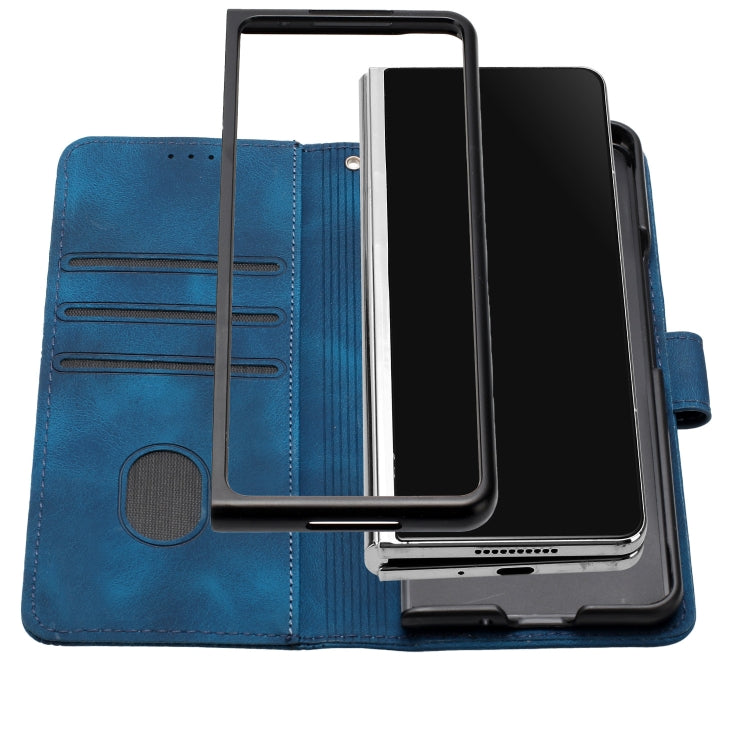 For Samsung Galaxy Z Fold3 5G YX0080 Grid Butterfly Embossed Pattern Flip Leather Phone Case with Lanyard