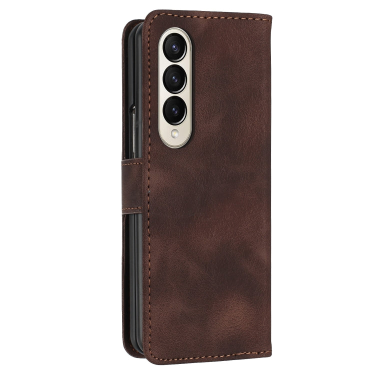 For Samsung Galaxy Z Fold3 5G YX0080 Grid Butterfly Embossed Pattern Flip Leather Phone Case with Lanyard
