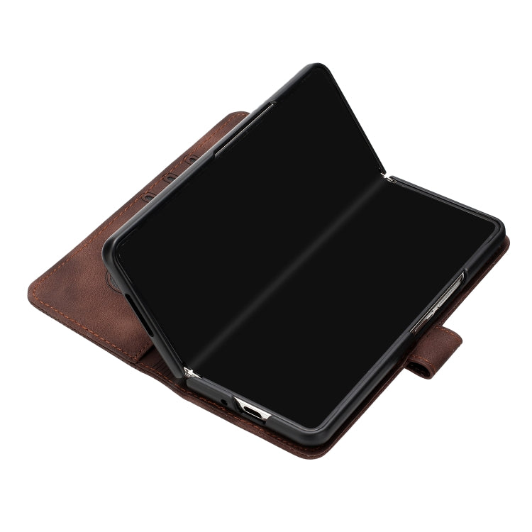 For Samsung Galaxy Z Fold3 5G YX0080 Grid Butterfly Embossed Pattern Flip Leather Phone Case with Lanyard