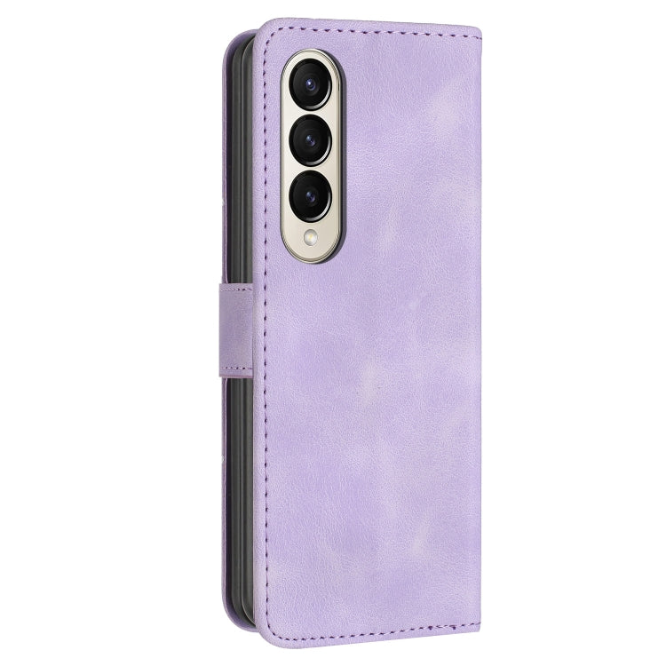 For Samsung Galaxy Z Fold3 5G YX0080 Grid Butterfly Embossed Pattern Flip Leather Phone Case with Lanyard