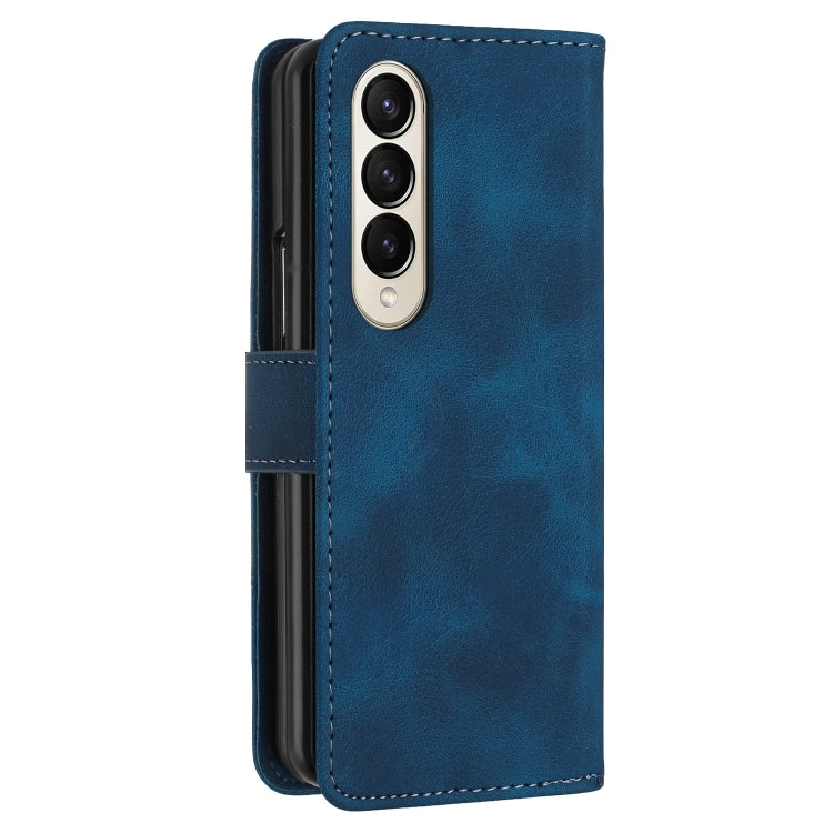 For Samsung Galaxy Z Fold4 YX0080 Grid Butterfly Embossed Pattern Flip Leather Phone Case with Lanyard