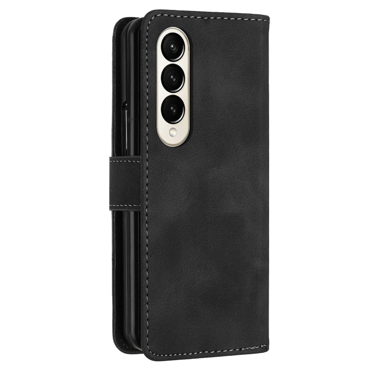 For Samsung Galaxy Z Fold4 YX0080 Grid Butterfly Embossed Pattern Flip Leather Phone Case with Lanyard