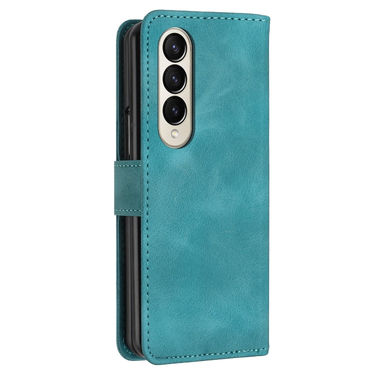 For Samsung Galaxy Z Fold4 YX0080 Grid Butterfly Embossed Pattern Flip Leather Phone Case with Lanyard