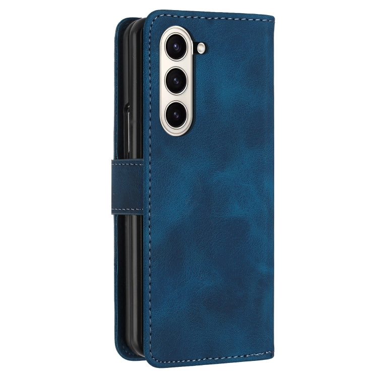 For Samsung Galaxy Z Fold5 YX0080 Grid Butterfly Embossed Pattern Flip Leather Phone Case with Lanyard