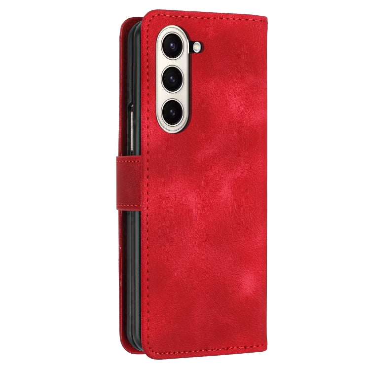 For Samsung Galaxy Z Fold5 YX0080 Grid Butterfly Embossed Pattern Flip Leather Phone Case with Lanyard