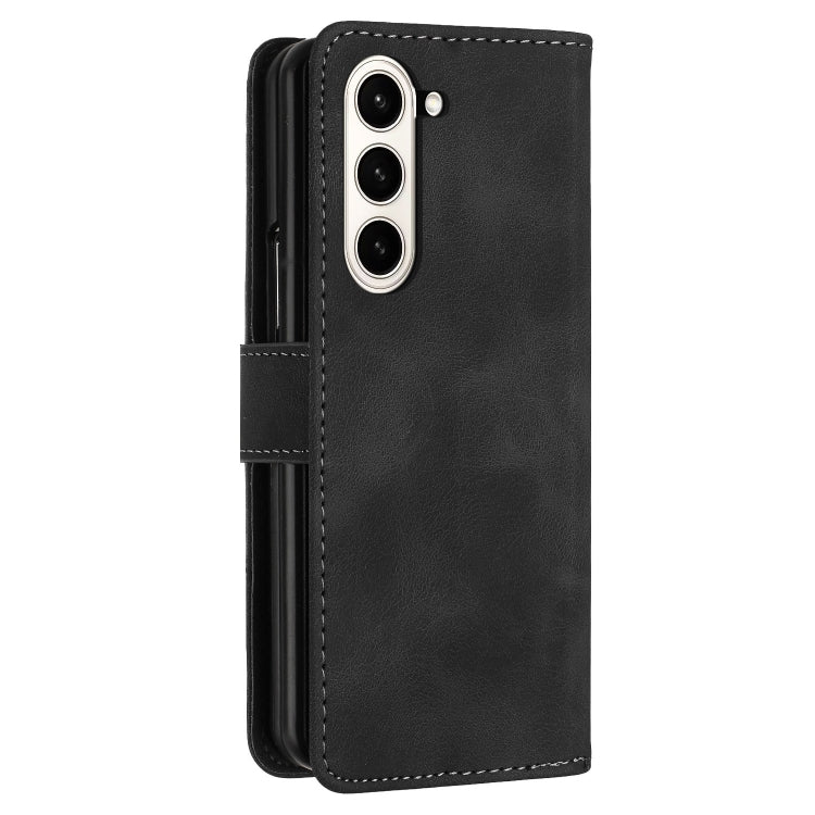 For Samsung Galaxy Z Fold5 YX0080 Grid Butterfly Embossed Pattern Flip Leather Phone Case with Lanyard