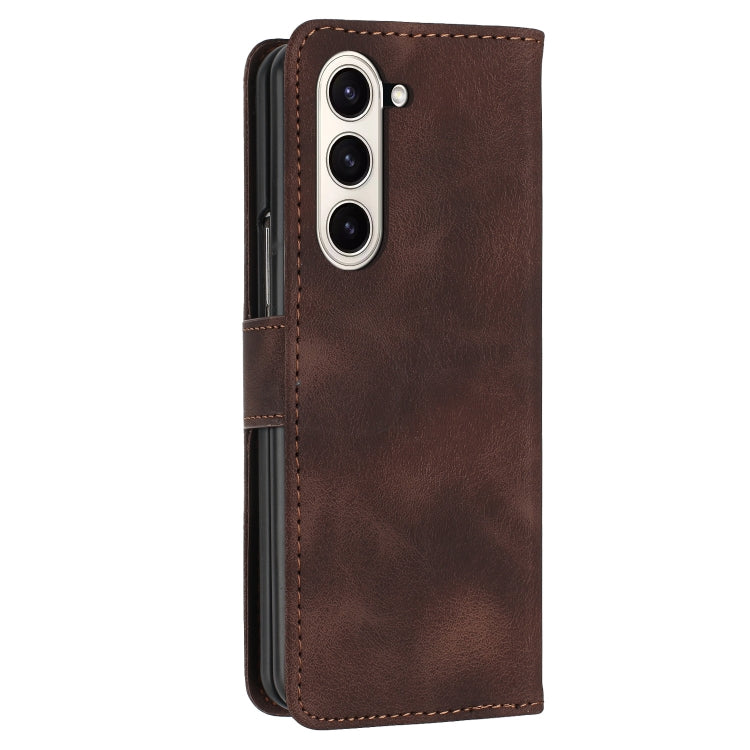 For Samsung Galaxy Z Fold5 YX0080 Grid Butterfly Embossed Pattern Flip Leather Phone Case with Lanyard