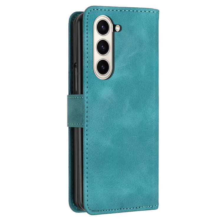 For Samsung Galaxy Z Fold5 YX0080 Grid Butterfly Embossed Pattern Flip Leather Phone Case with Lanyard
