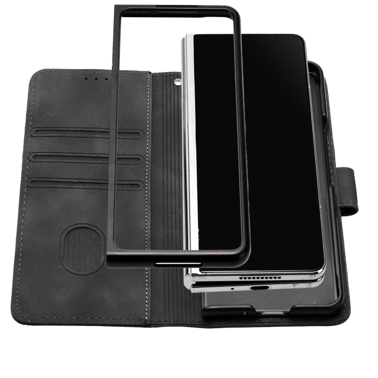 For Samsung Galaxy Z Fold6 YX0080 Grid Butterfly Embossed Pattern Flip Leather Phone Case with Lanyard