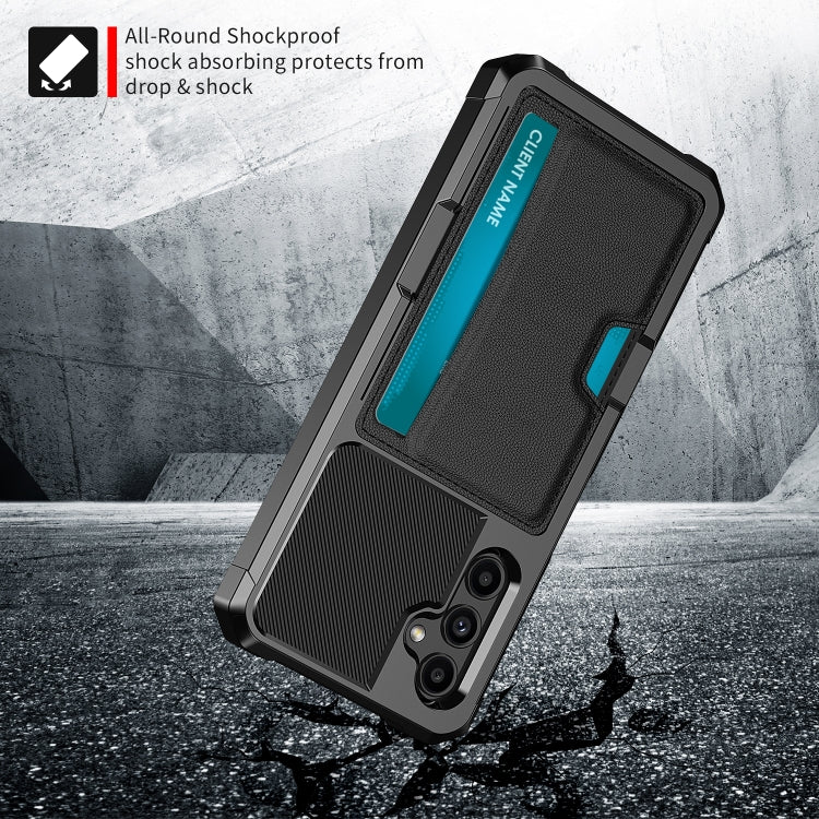 For Samsung Galaxy A15 ZM02 Card Slot Holder Phone Case - Black